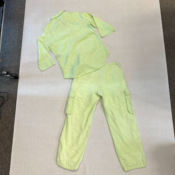 Lauren Ralph Lauren Linen Set M/8 Medium 8 Green Button Shirt Cargo Pants *READ - Picture 8 of 12